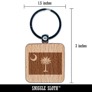 South Carolina State Flag Engraved Wood Square Keychain Tag Charm