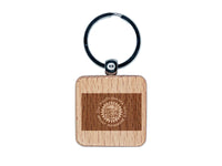 South Dakota State Flag Engraved Wood Square Keychain Tag Charm