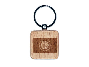 South Dakota State Flag Engraved Wood Square Keychain Tag Charm