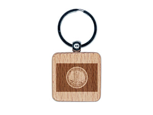 Virginia State Flag Engraved Wood Square Keychain Tag Charm