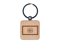 West Virginia State Flag Engraved Wood Square Keychain Tag Charm