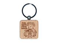 Anemone Has Got Your Back Hermit Crab Friends Engraved Wood Square Keychain Tag Charm