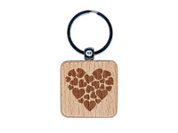 Hearts in Heart Valentine's Day Engraved Wood Square Keychain Tag Charm