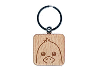 Peeking Bird Seagull Engraved Wood Square Keychain Tag Charm