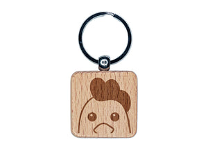 Peeking Chicken Engraved Wood Square Keychain Tag Charm