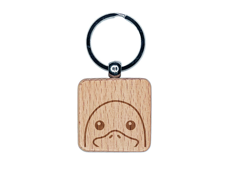 Peeking Duck Goose Engraved Wood Square Keychain Tag Charm