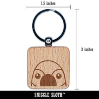 Peeking Parrot Bird Engraved Wood Square Keychain Tag Charm