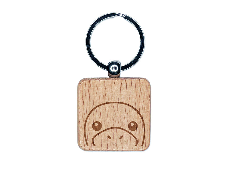 Peeking Platypus Engraved Wood Square Keychain Tag Charm