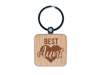 Best Aunt in Heart Engraved Wood Square Keychain Tag Charm