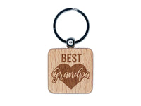 Best Grandpa in Heart Grandparent's Day Engraved Wood Square Keychain Tag Charm