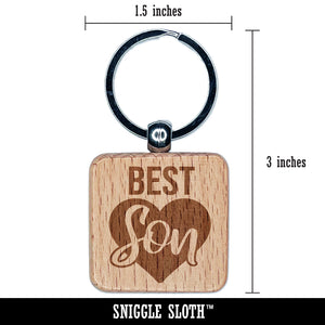 Best Son in Heart Engraved Wood Square Keychain Tag Charm