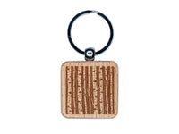 Birch Wood Trees Solid Background Engraved Wood Square Keychain Tag Charm