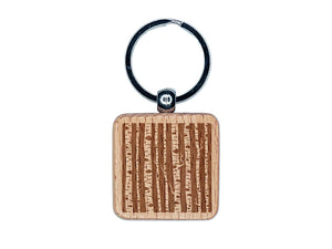 Birch Wood Trees Solid Background Engraved Wood Square Keychain Tag Charm