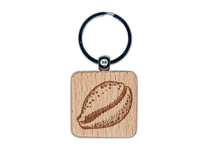 Cyprae Tigris Cowrie Hashmark Shaded Shell Beach Seashell Engraved Wood Square Keychain Tag Charm