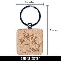 Sleeping Angel Cat Loss of Pet Engraved Wood Square Keychain Tag Charm