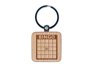 Blank Bingo Card Engraved Wood Square Keychain Tag Charm