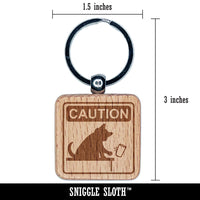 Caution Cat Knocks Things Over Engraved Wood Square Keychain Tag Charm