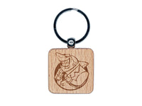 Lawyer Loan Shark in a Business Suit Engraved Wood Square Keychain Tag Charm