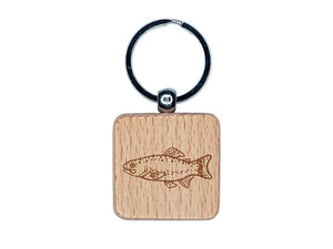 Rainbow Trout Fish with Spots Fishing Engraved Wood Square Keychain Tag Charm