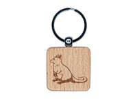 Red-Necked Wallaby from Australia Engraved Wood Square Keychain Tag Charm