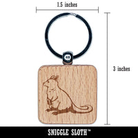 Red-Necked Wallaby from Australia Engraved Wood Square Keychain Tag Charm