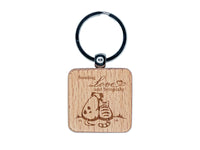 Sending Love and Sympathy Cat and Dog Engraved Wood Square Keychain Tag Charm