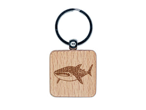 Spotted Whale Shark Engraved Wood Square Keychain Tag Charm