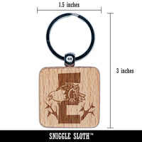 Animal Alphabet Letter E for Eagle Engraved Wood Square Keychain Tag Charm