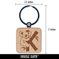 Animal Alphabet Letter K for Koala Engraved Wood Square Keychain Tag Charm