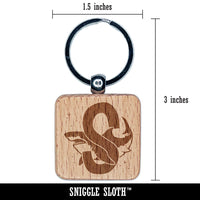 Animal Alphabet Letter S for Shark Engraved Wood Square Keychain Tag Charm