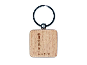 Elegant Botanical Floral Letter L Engraved Wood Square Keychain Tag Charm