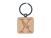 Rose Typewriter Font Capital Letter X Engraved Wood Square Keychain Tag Charm