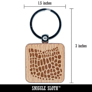 Reptile Lizard Skin Engraved Wood Square Keychain Tag Charm