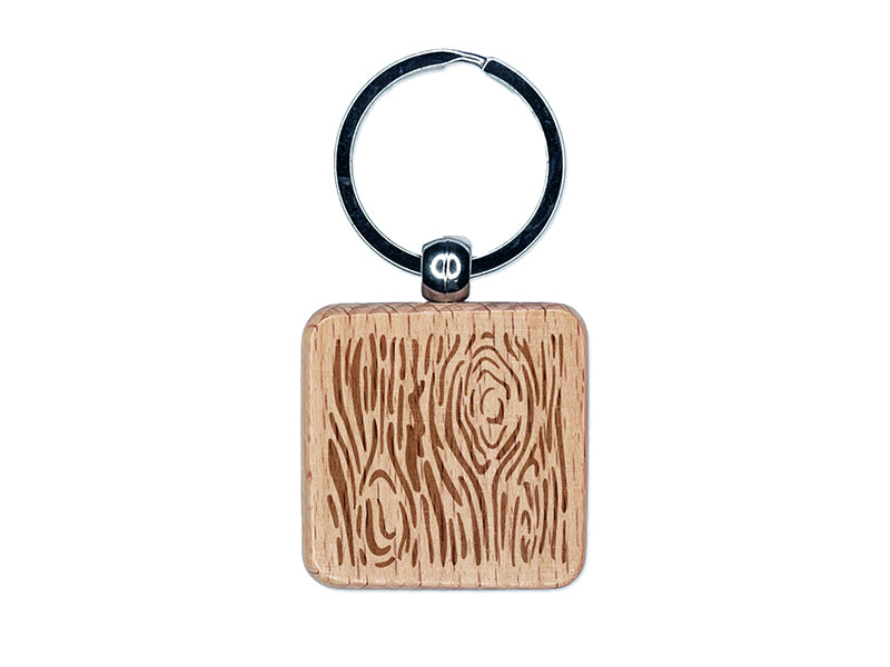 Wood Grain Engraved Wood Square Keychain Tag Charm