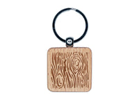 Wood Grain Engraved Wood Square Keychain Tag Charm