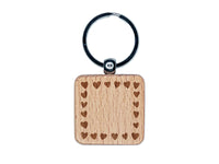 Cute Sweet Hearts Border Engraved Wood Square Keychain Tag Charm