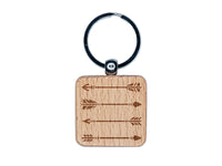 Set of Bow Arrow Pointers Engraved Wood Square Keychain Tag Charm