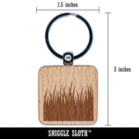 Blades of Grass Engraved Wood Square Keychain Tag Charm