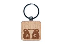 Peeking Skunk Engraved Wood Square Keychain Tag Charm