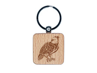 Magnificent Harpy Eagle Engraved Wood Square Keychain Tag Charm