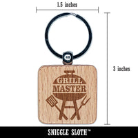 Grill Master Grilling BBQ Engraved Wood Square Keychain Tag Charm