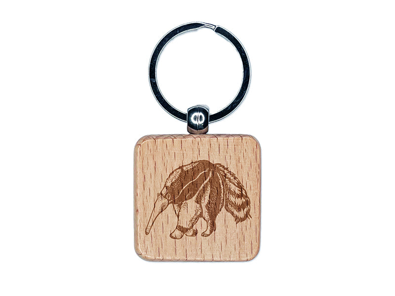 Giant Anteater Engraved Wood Square Keychain Tag Charm