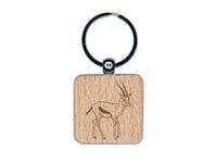 Thomson's Gazelle Antelope African Engraved Wood Square Keychain Tag Charm