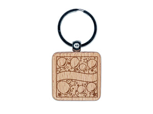 Cute Balloons and Stars Blank Banner for Celebration Party Birthday Engraved Wood Square Keychain Tag Charm