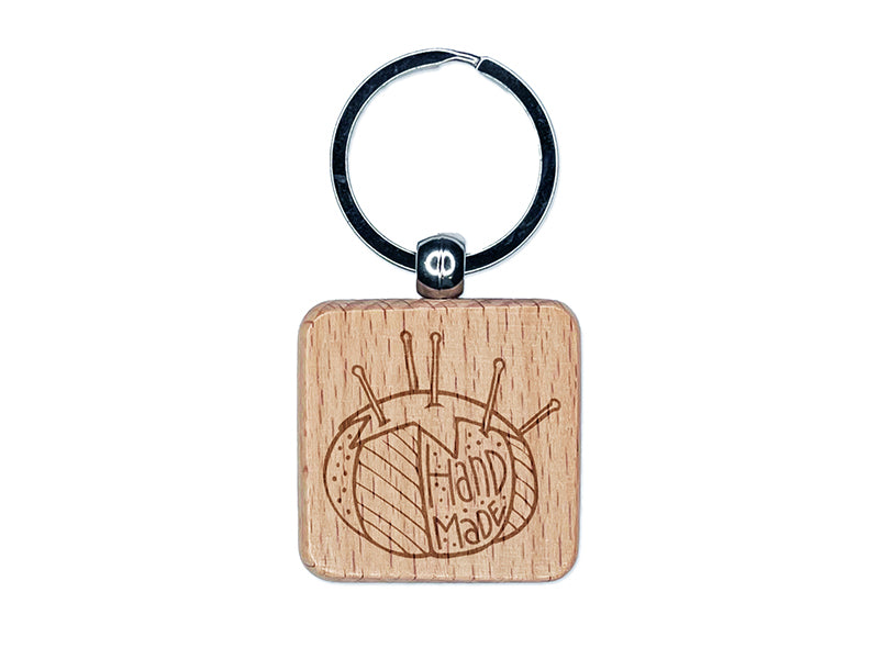 Handmade Cute Sweet Hand Drawn Tomato Pincushion Sewing Quilting Crafts Engraved Wood Square Keychain Tag Charm