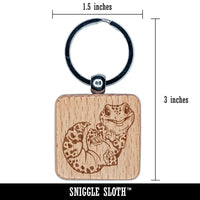 Cute Baby Leopard Gecko Lizard with Spots Engraved Wood Square Keychain Tag Charm