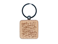 School of Atlantic Mackerel Striped Fish Engraved Wood Square Keychain Tag Charm