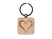 Stars Forming Heart Engraved Wood Square Keychain Tag Charm