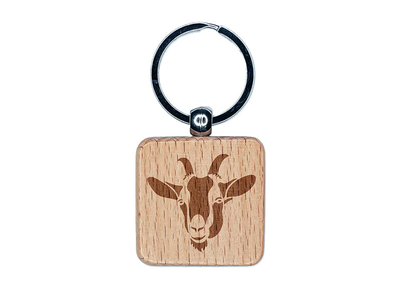 Toggenburg Goat Face Engraved Wood Square Keychain Tag Charm