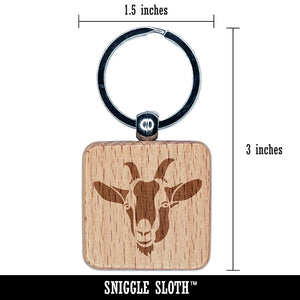 Toggenburg Goat Face Engraved Wood Square Keychain Tag Charm